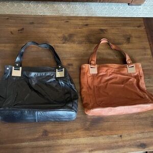 Liz Claiborne  leather bag tan and black x2
